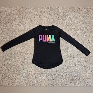Girls Medium Long Sleeve Puma Tee with Colorful Logo